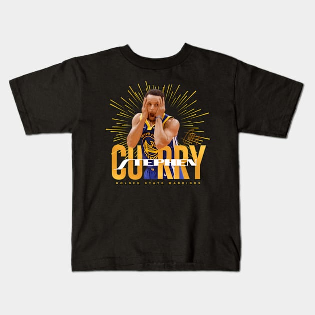 Stephen Curry Celly Kids T-Shirt by binchudala